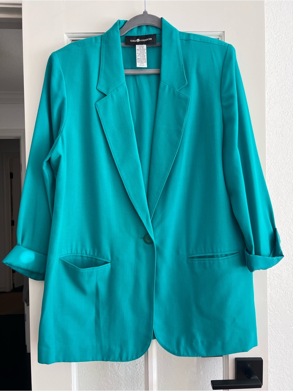 Sag Harbor Teal Open-Front Blazer Jacket